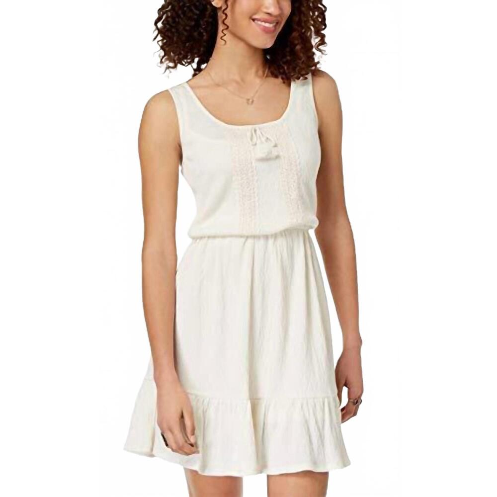 NEW BEBOP ruffled hem peasant dress in natural